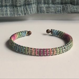 Anthropologie Pastel Suede & Rhinestone Bracelet